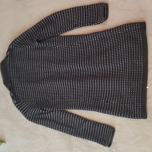 Tory Burch long zip front cardigan leather trim, size M - Picture 5 of 5